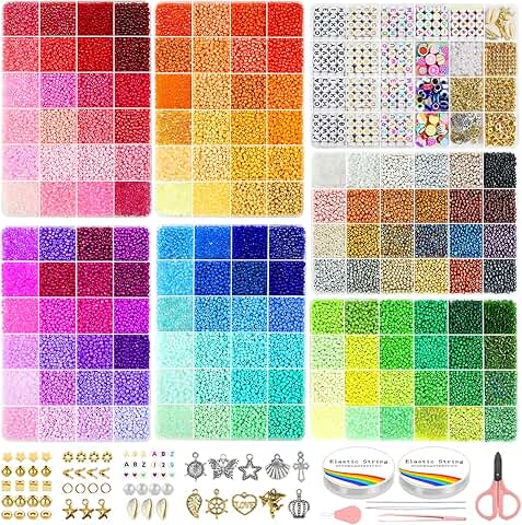 3mm Glass Seed Beads Kit with Charms and Letters