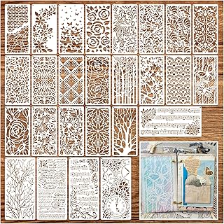 Reusable floral and leaf craft stencils for painting