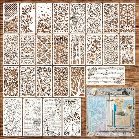 Reusable floral and leaf craft stencils for painting
