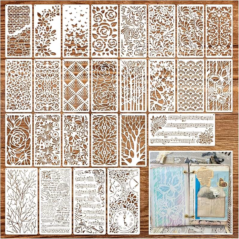 Reusable floral and leaf craft stencils for painting