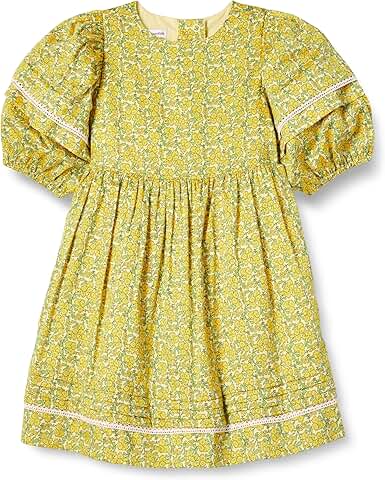 Girls' Cotton Puff-Sleeve Fit & Flare Dress