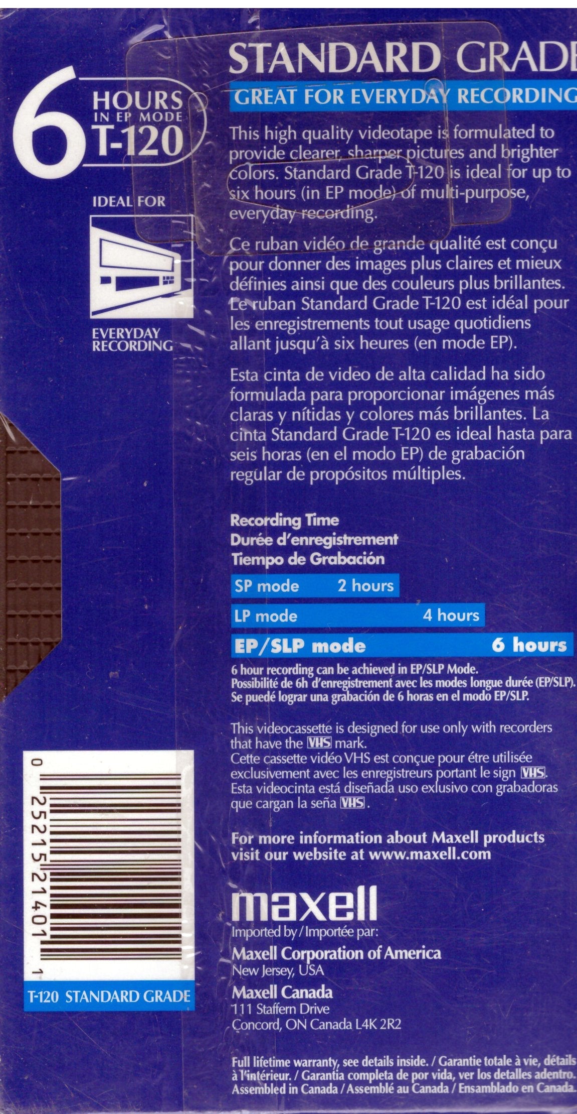 MAX214016 - Standard VHS Videocassette