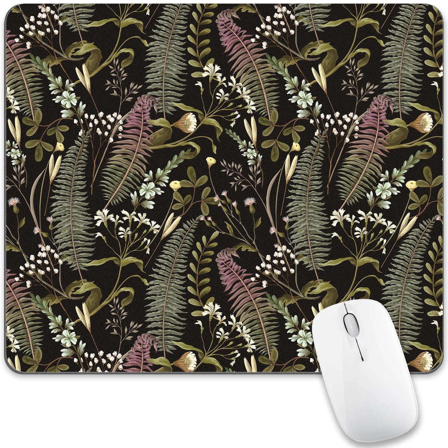 Green floral mouse pad with washable surface