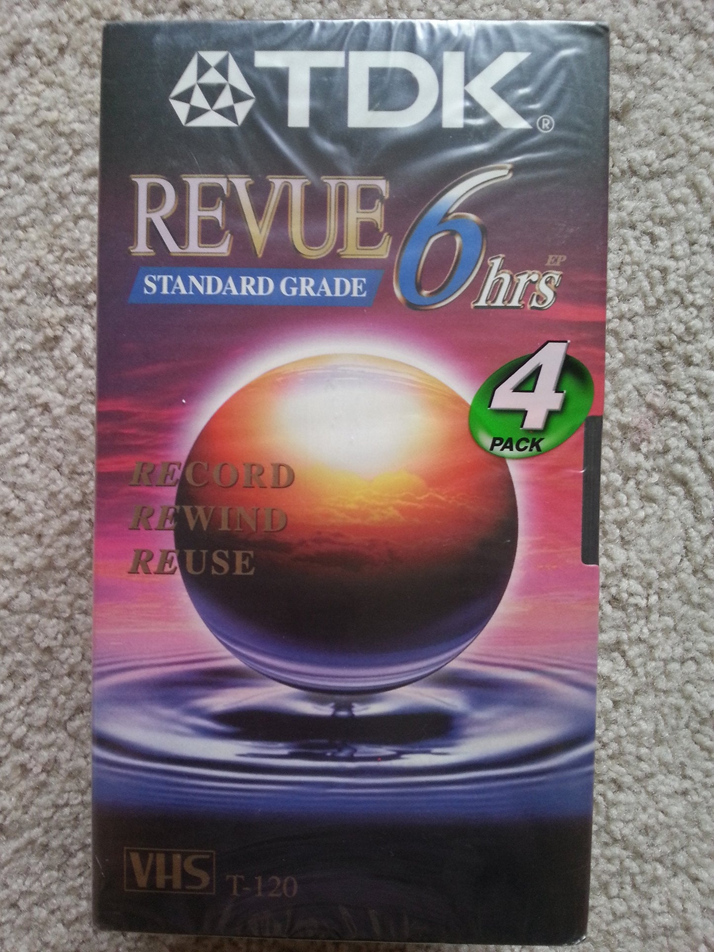 Revue Standard Grade VHS Tapes 6 Hours 4 Pack