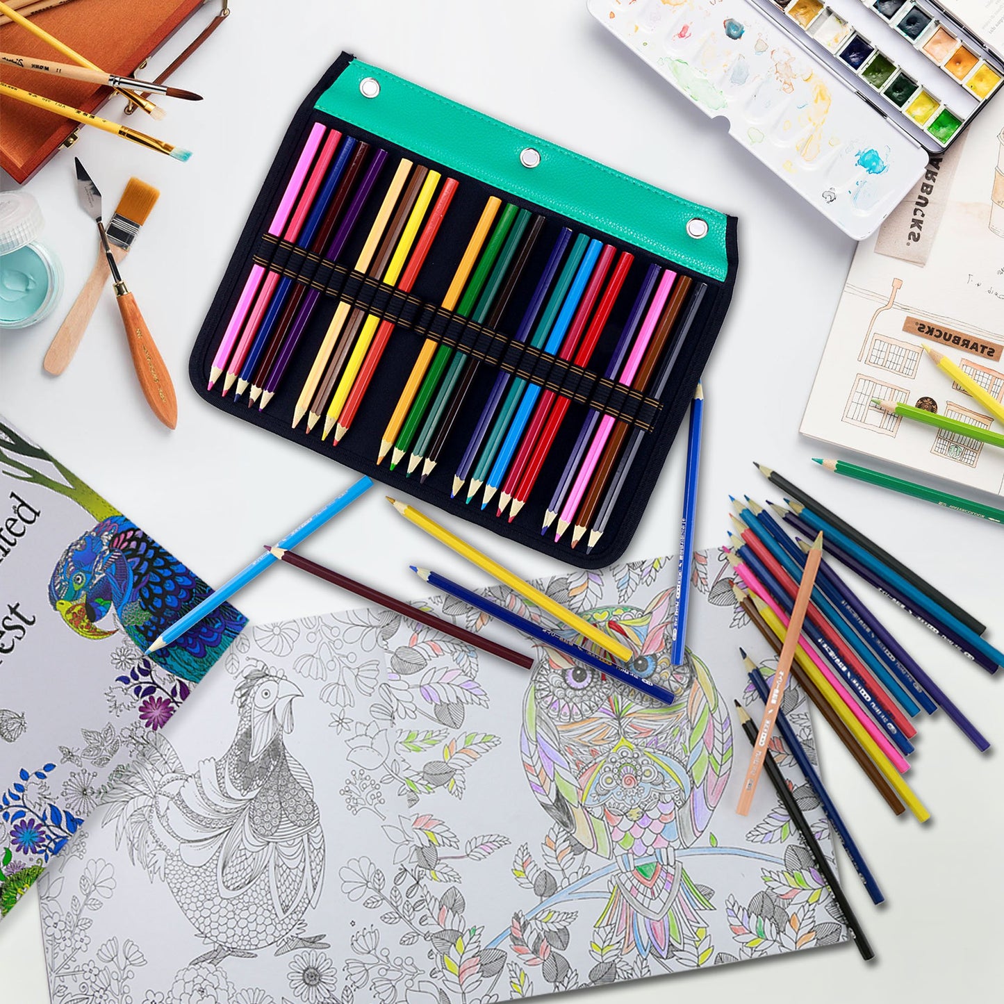 Green 54-Slot Pencil Sleeve for Binders
