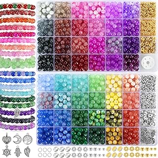 48-Color Glass Beads Kit for Jewelry and Crafts