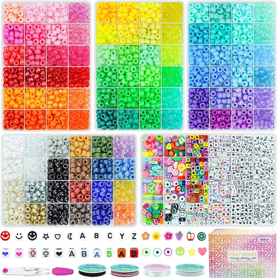 5-Box Bracelet Making Kit with 96 Colors and Letter Beads