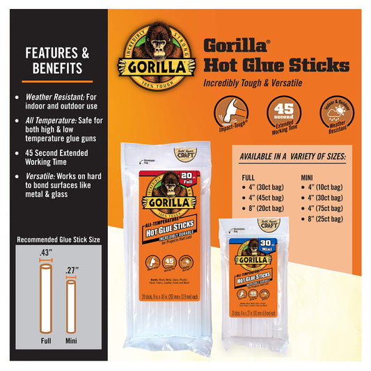 Full Size Hot Sticks 4" x 0.44" Diameter, 45 Count
