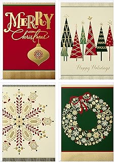 Christmas Card Assortment with 4 Designs and Envelopes
