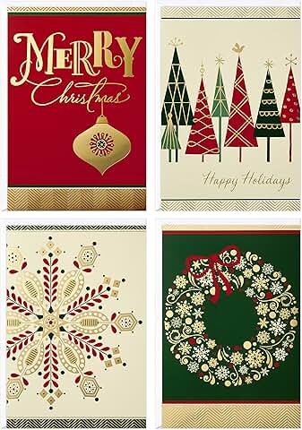 Christmas Card Assortment with 4 Designs and Envelopes