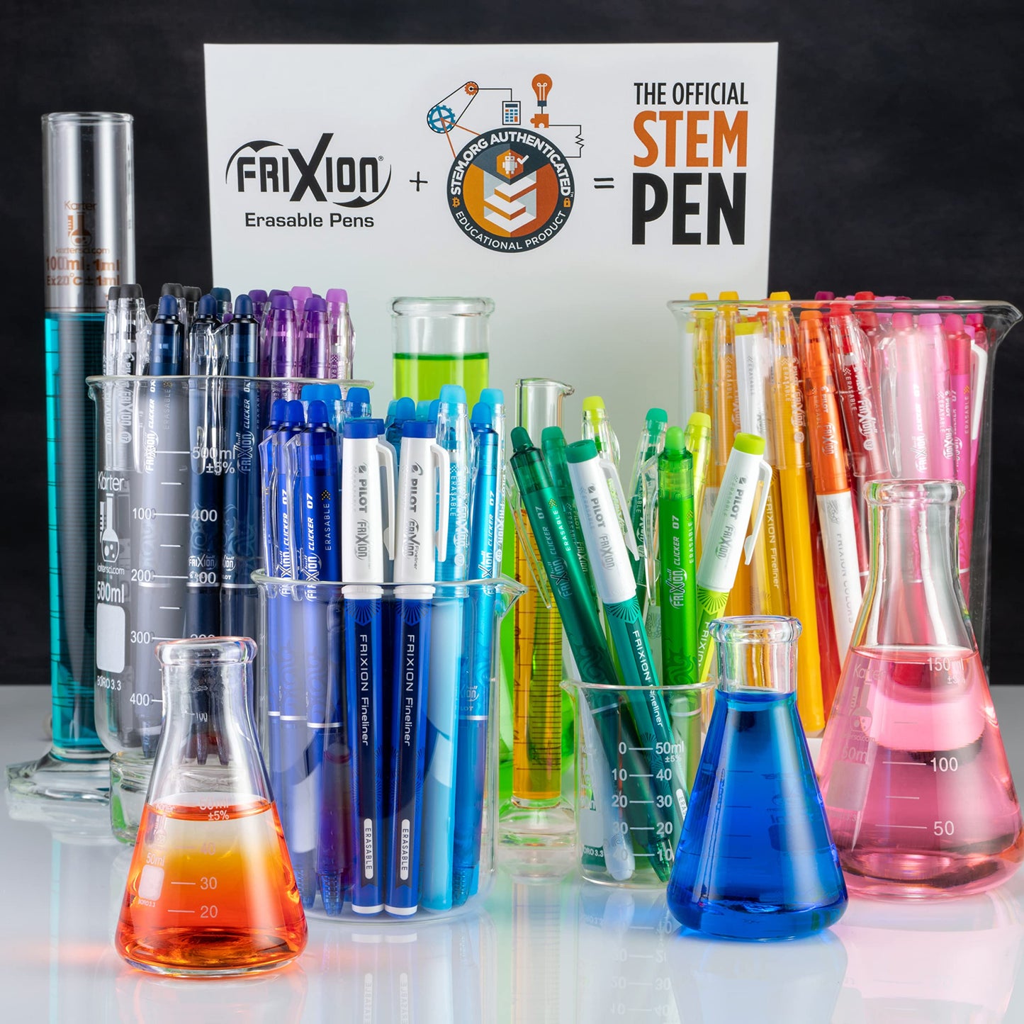 Set of 6 Erasable Fine Point Marker Pens in Vivid Colors