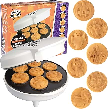 Mini Halloween Waffle Maker with 7 Spooky Designs