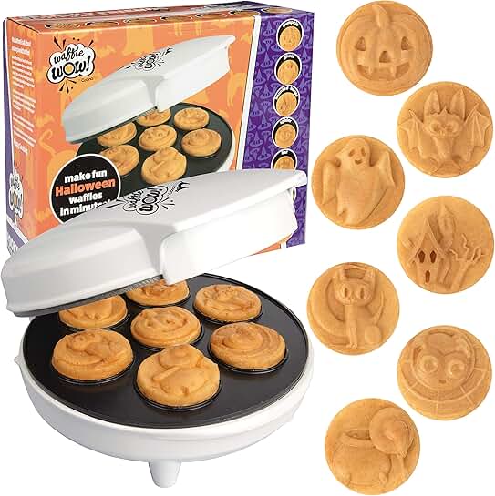 Mini Halloween Waffle Maker with 7 Spooky Designs