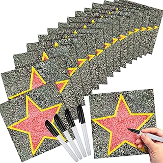 100 Red Carpet Star Stickers with Marker for Movie Party