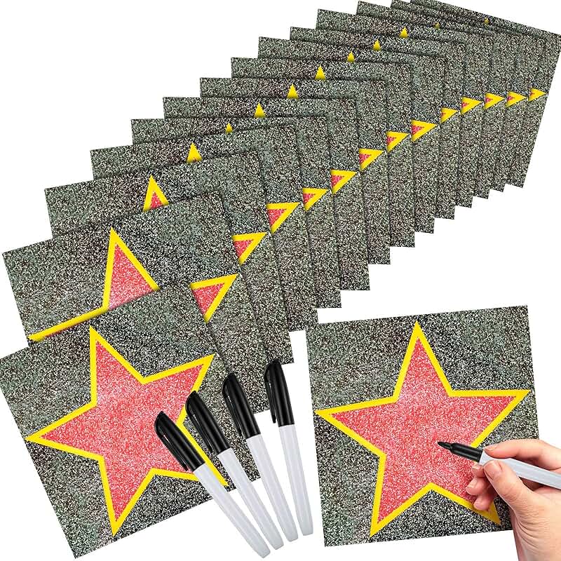 100 Red Carpet Star Stickers with Marker for Movie Party