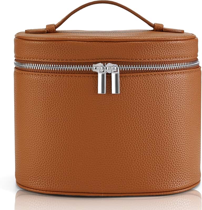 Brown Travel Makeup and Toiletry Bag with Divider