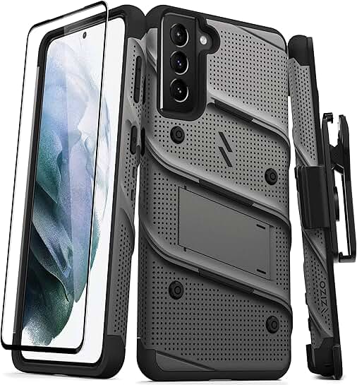 Galaxy S21 Plus case with screen protector and kickstand