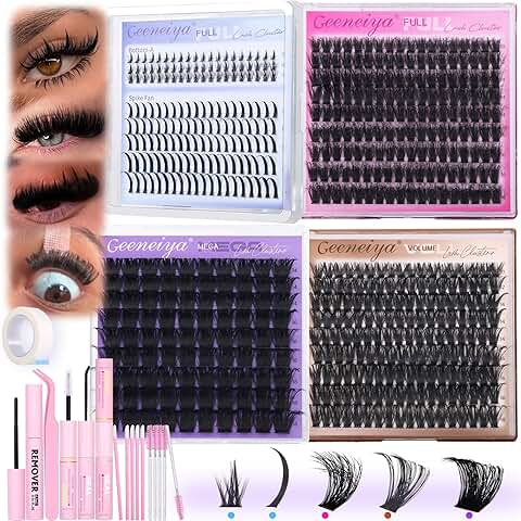 5-Style Lash Clusters Kit with Tools and Adhesives