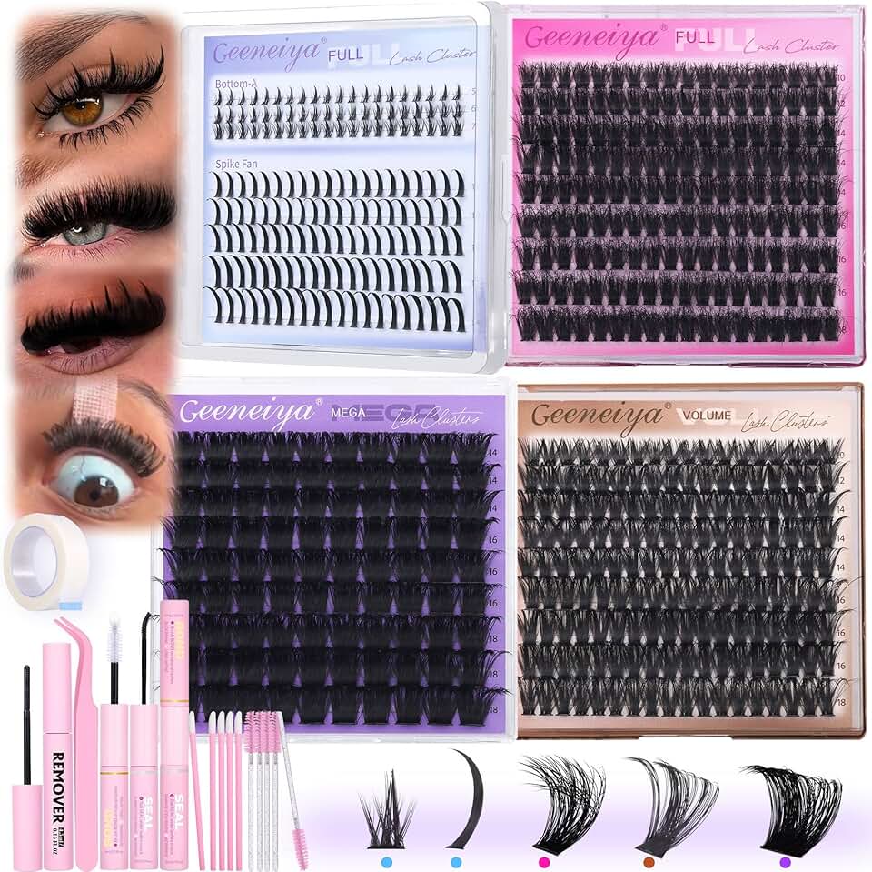 5-Style Lash Clusters Kit with Tools and Adhesives