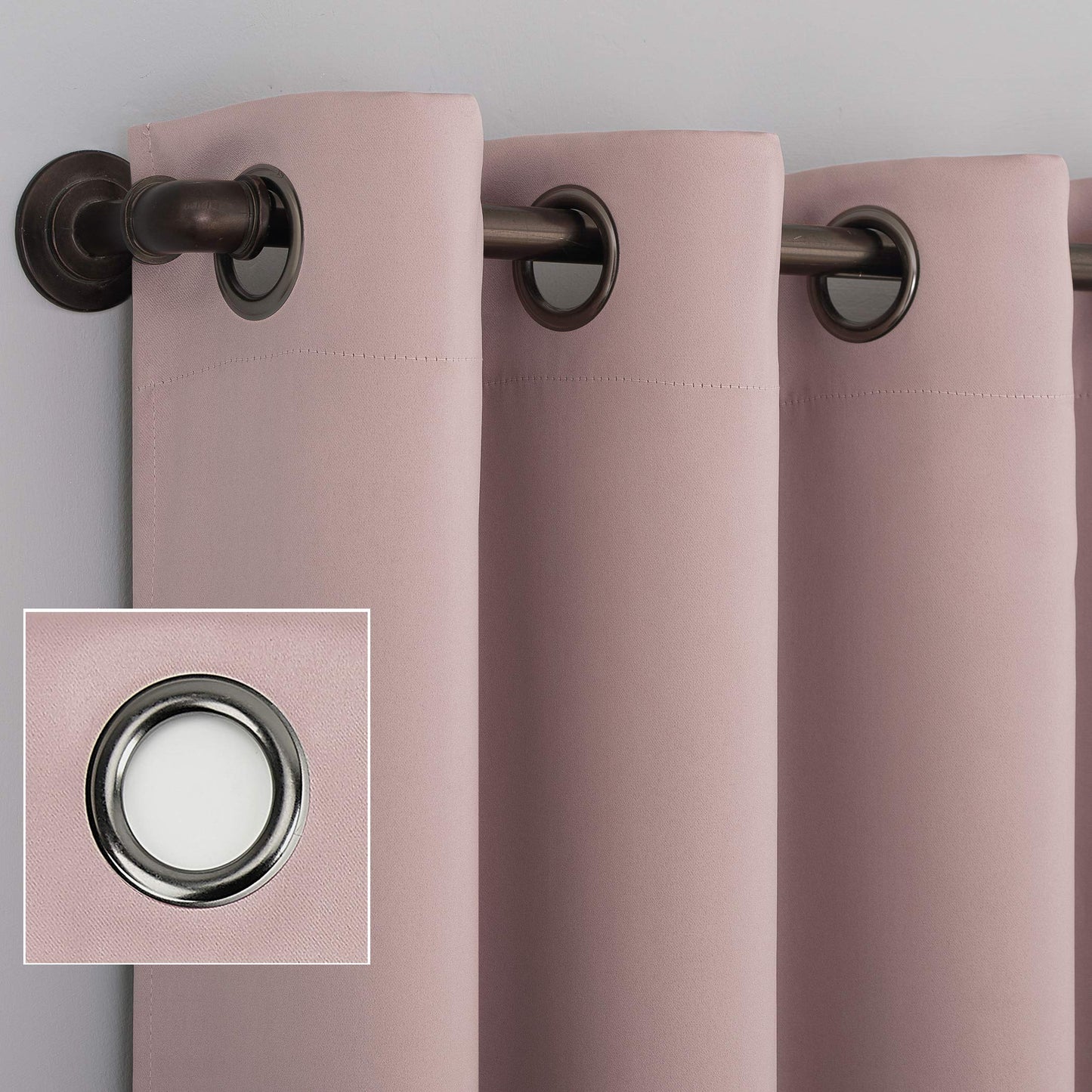 Nordic 2-pack Theater Grade Extreme 100% Blackout Grommet Curtain Panel Pair, 52" x 84", Blush