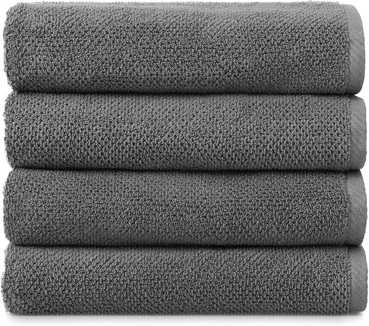 79449 Popcorn Textured Bath Towels, 4 Pack, Gray