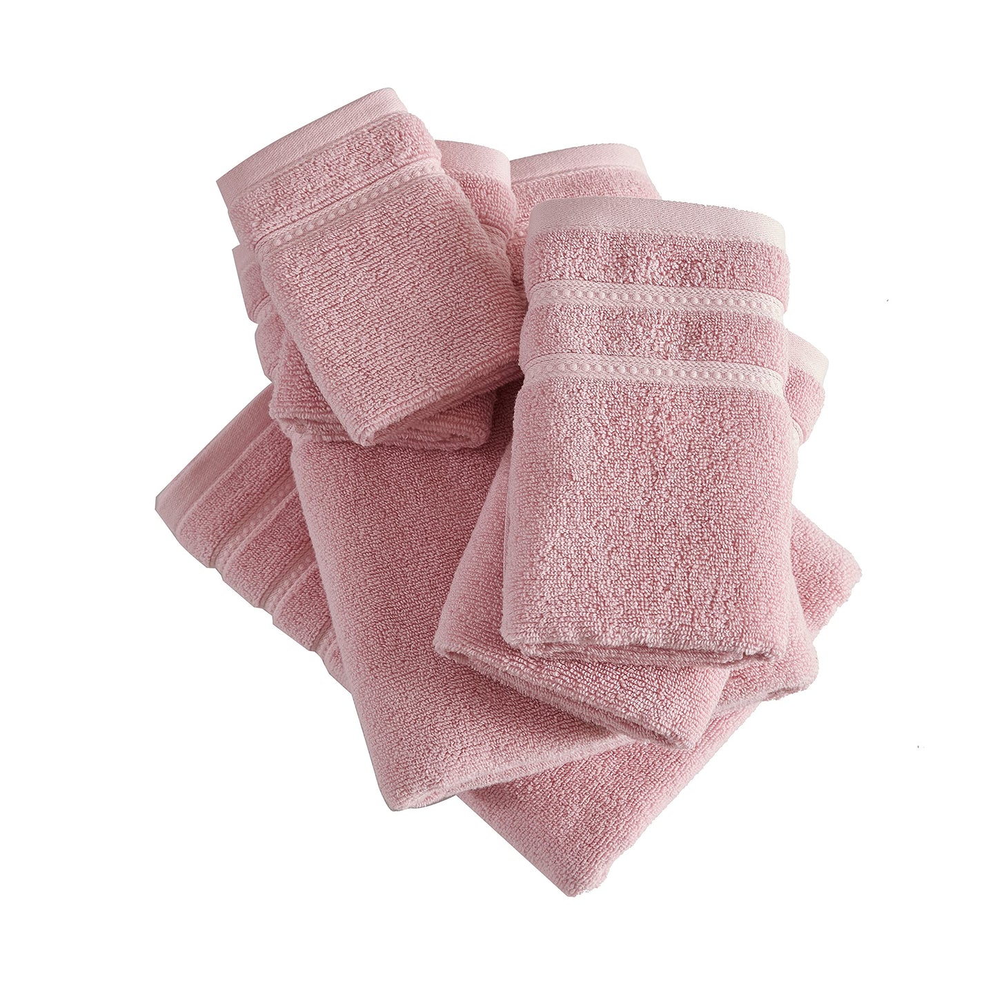 Wakefield  Towel Set-100% Cotton, Super Soft  Absorbent, Medium Weight, 6 Piece, Pink