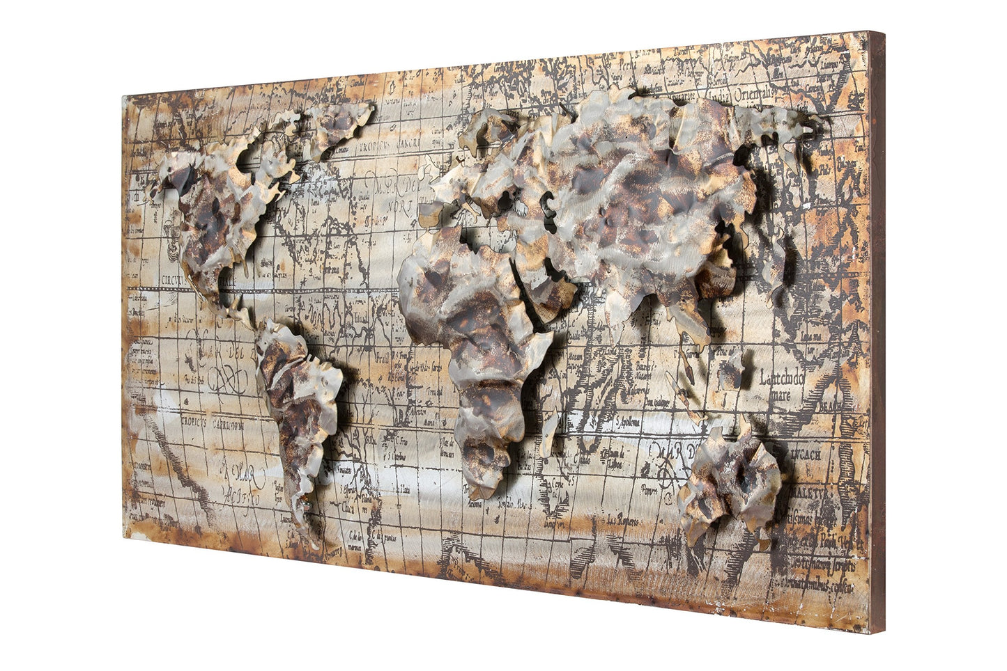 Casa 425A30 Relief World Map Wall Art, Brown, Beige