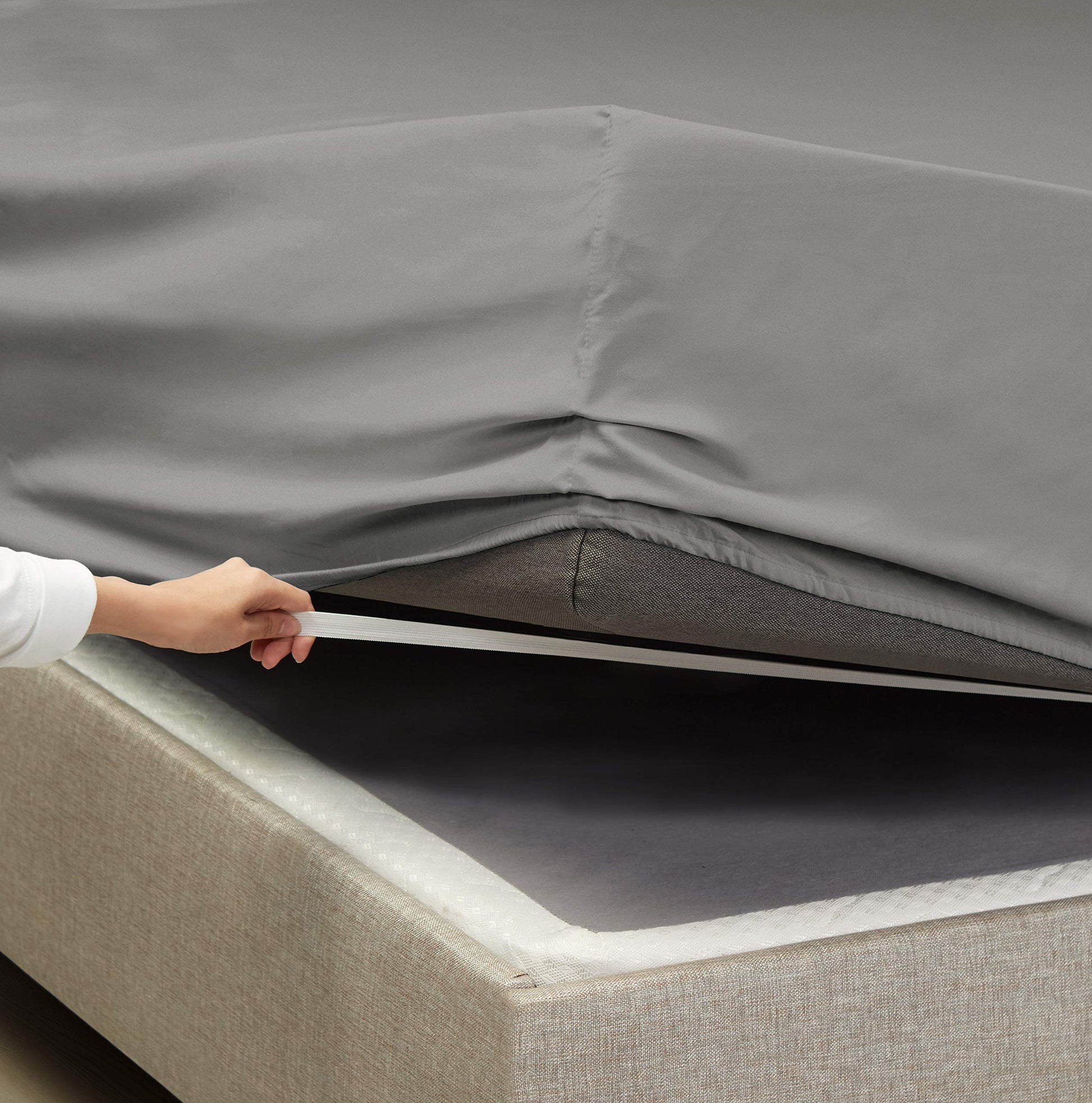 14"  16" Deep Pocket Fitted Sheet  Hotel Silky Soft Double Brushed Microfiber Sheet  Deep Pocket Bed Sheet, Set of 2 Cal King  Gray