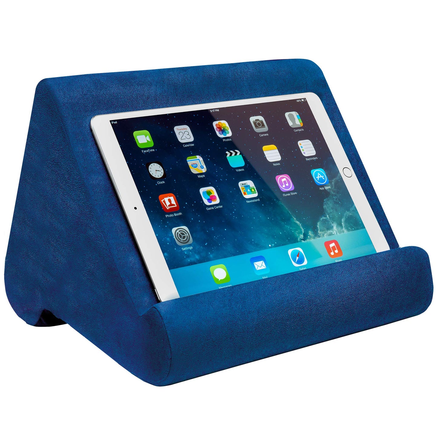 Pillow Pad Ultra Multi-Angle Soft Tablet Stand, Blue - Comfortable Angled Viewing for iPad, Tablets, Kindle, Smartphones, Books, Magazines, and More