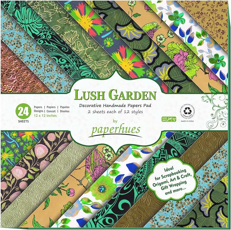 Lush Garden Handmade Scrapbook Paper, 12x12 Inches