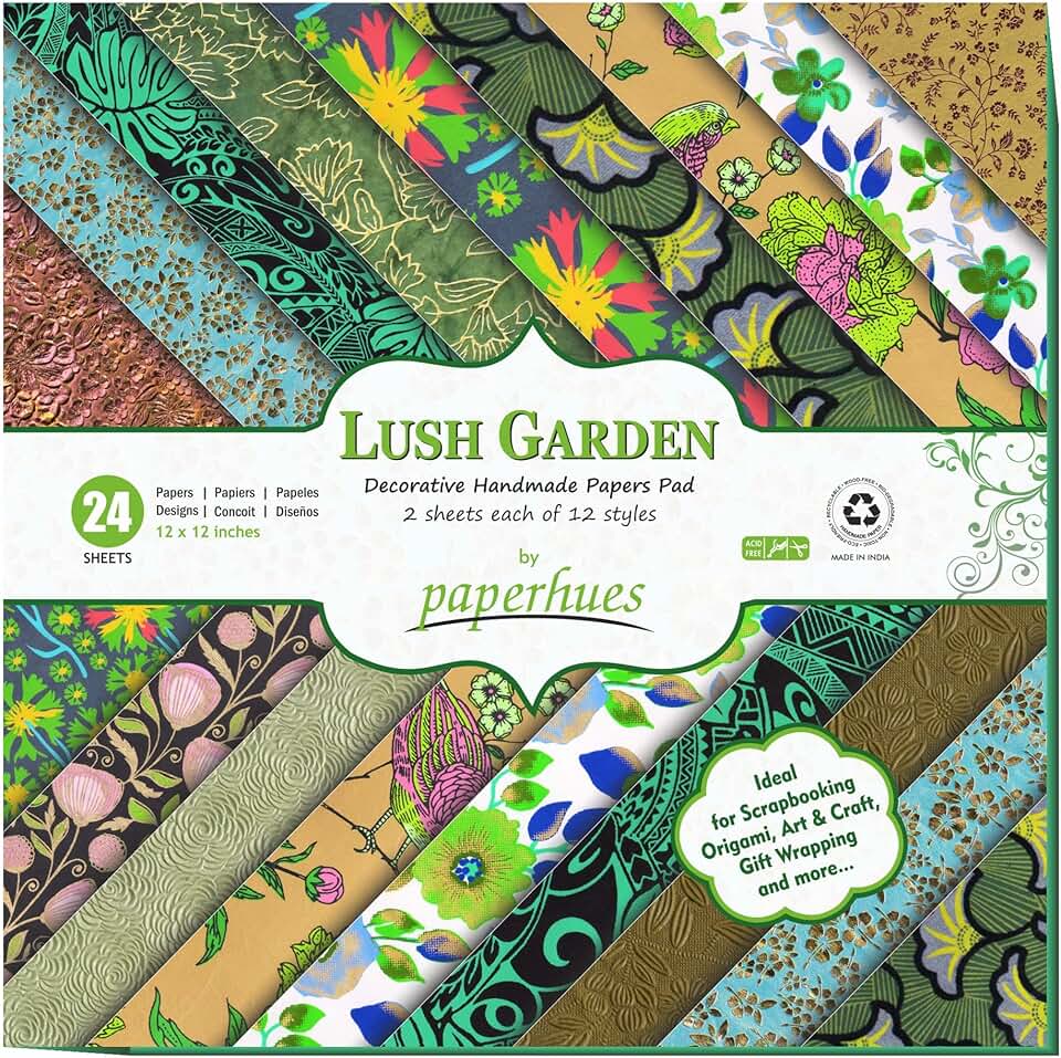 Lush Garden Handmade Scrapbook Paper, 12x12 Inches