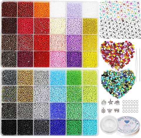 18800 Small Seed Beads Kit in 48 Colors for Jewelry Making