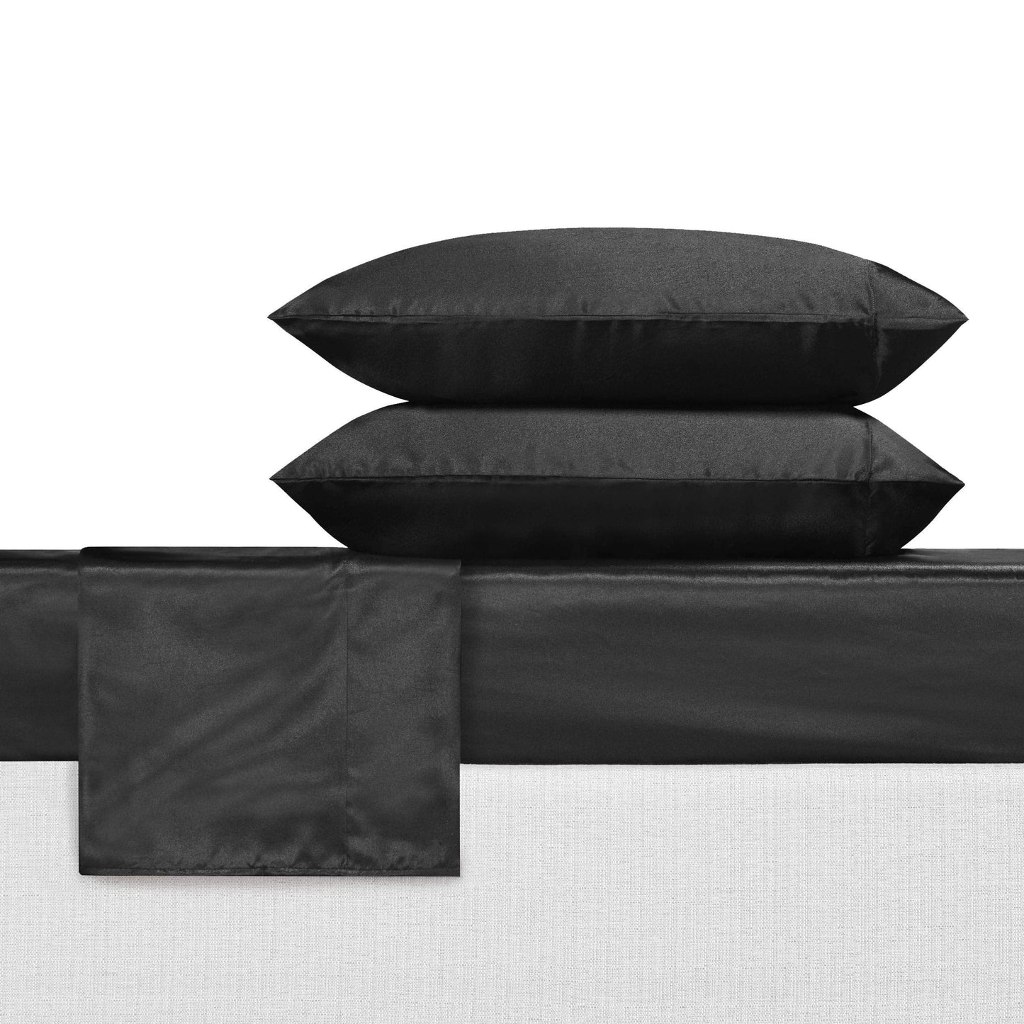 Queen Sheets, Luxurious Bedding Set, Smooth  Silky Home Decor Black, Queen)