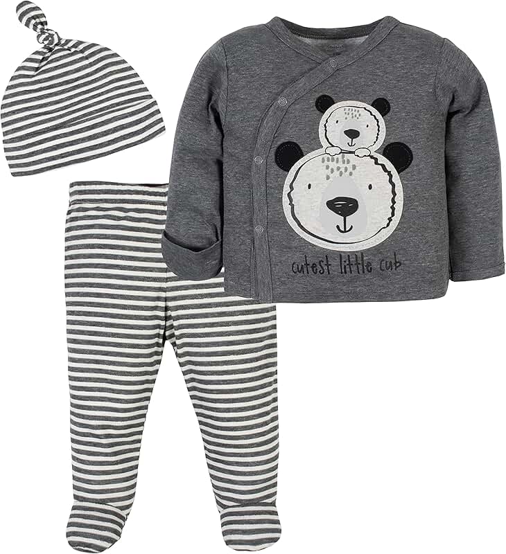 Unisex Baby Hospital Outfit with Shirt, Pants, and Cap