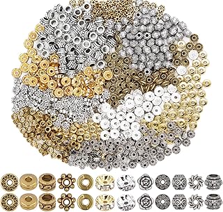 600pcs Spacer Beads for Jewelry Making, Silver and Gold