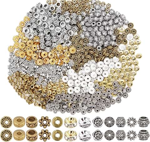 600pcs Spacer Beads for Jewelry Making, Silver and Gold