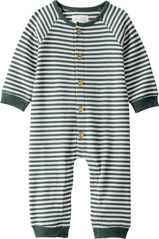 Unisex Baby Waffle Knit Button Jumpsuit