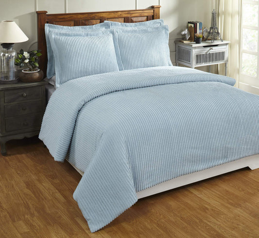 an Comforter 100% Cotton Tufted Unique Luxurious Soft Plush Machine Washable Tumble Dry, King, Blue