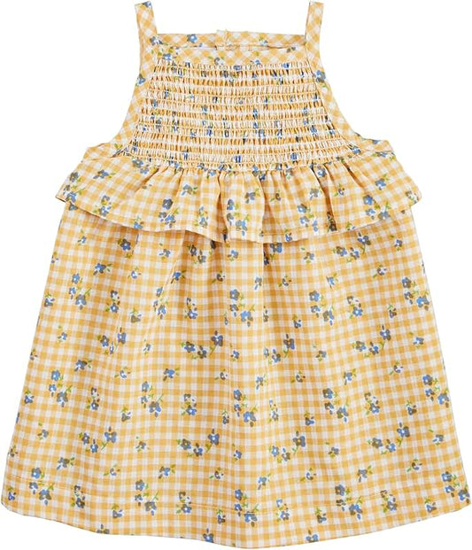 Yellow smocked dress for girls