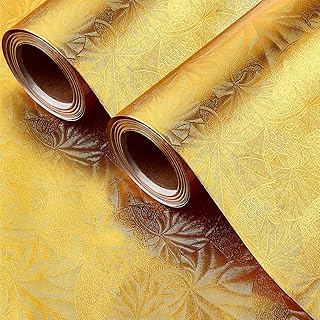 Two Rolls of Gold Embossed Floral Foil Wrapping Paper