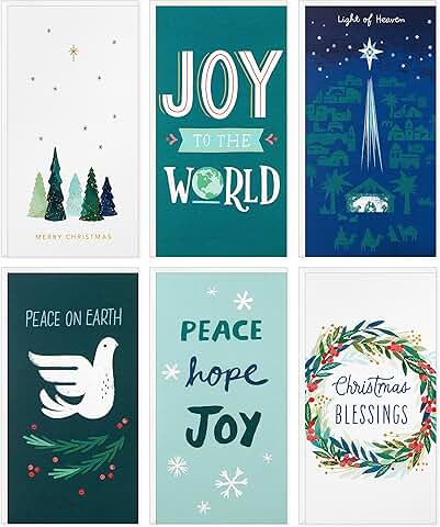 Christmas Card Assortment with Envelopes in Blue and Green