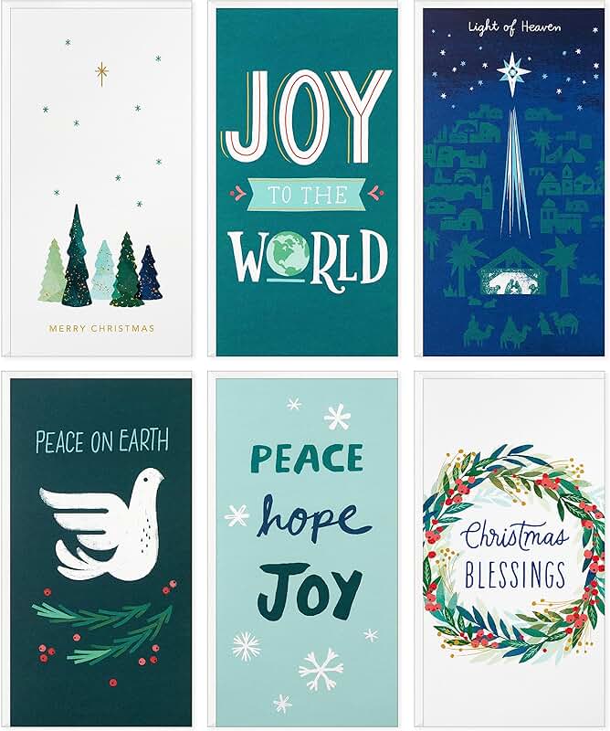 Christmas Card Assortment with Envelopes in Blue and Green