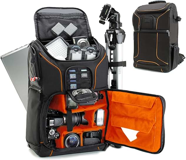 Camera Backpack with Laptop Slot and Rain Cover