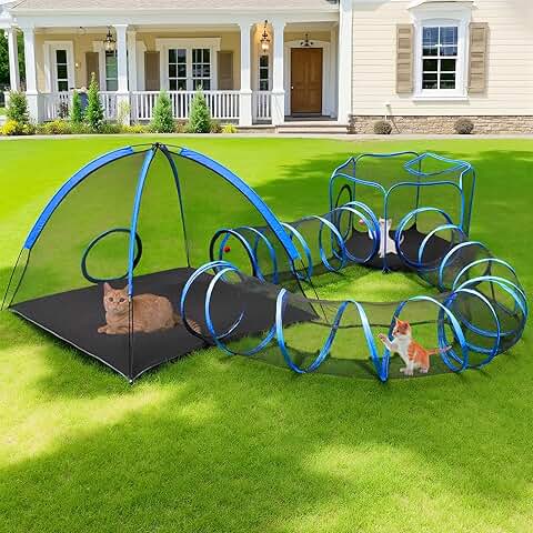 Outdoor Cat Playpen with Tunnel and Storage
