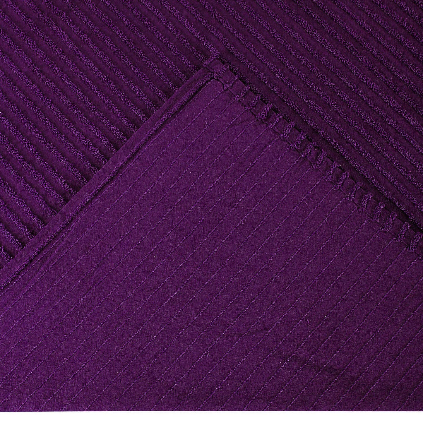 Jullian is Super Soft and Light Weight in Bold Stripes Design 100% Cotton Tufted Unique Luxurious Machine Washable Tumble Dry, Full/Double Bedspread, Plum