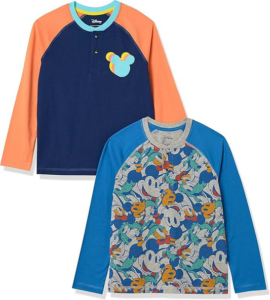 Pack of 2 long-sleeve henley T-shirts for boys and toddlers