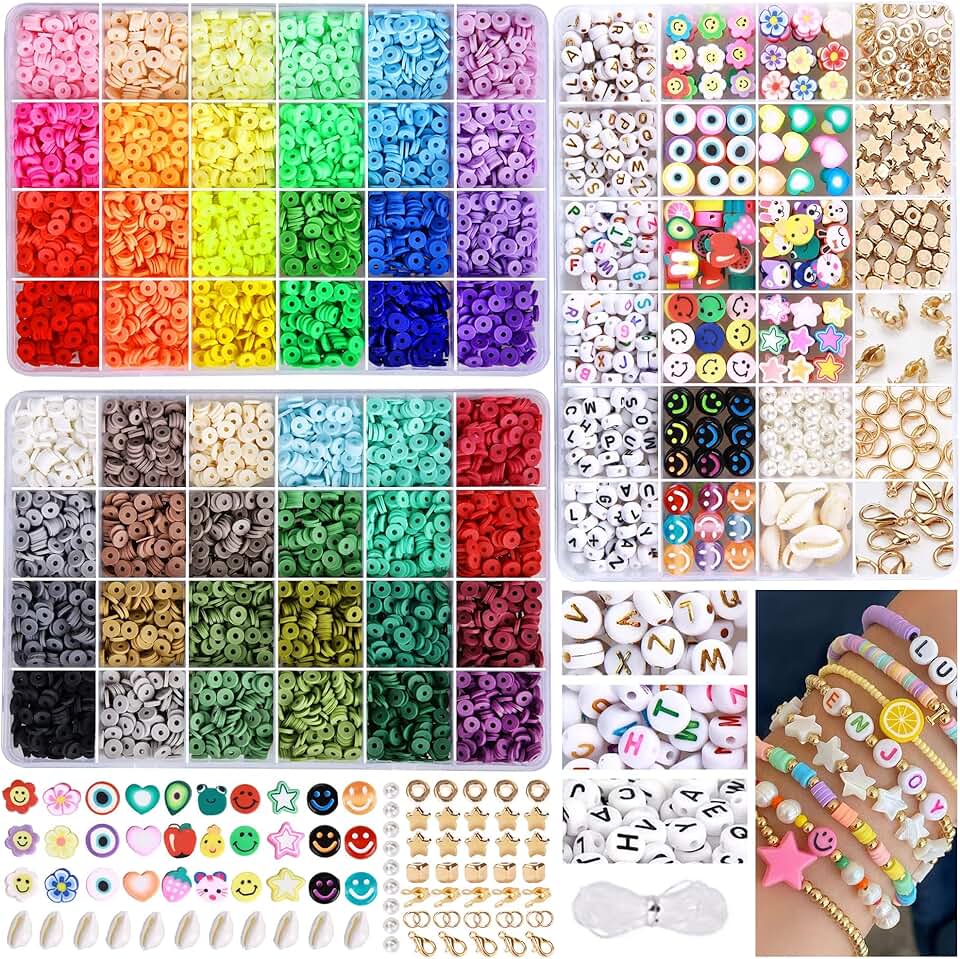 4550 Clay Beads Kit for DIY Bracelets with Charms