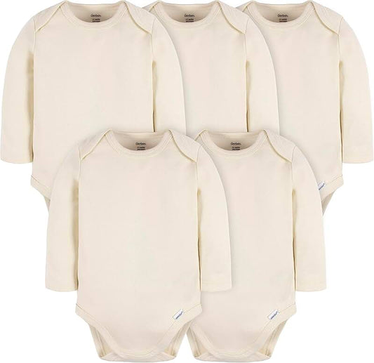 Unisex Baby Long Sleeve Solid Onesies Pack