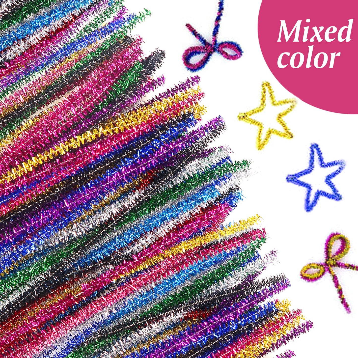 400pcs Sparkling Metallic Pipe Cleaners 6mm x 12in