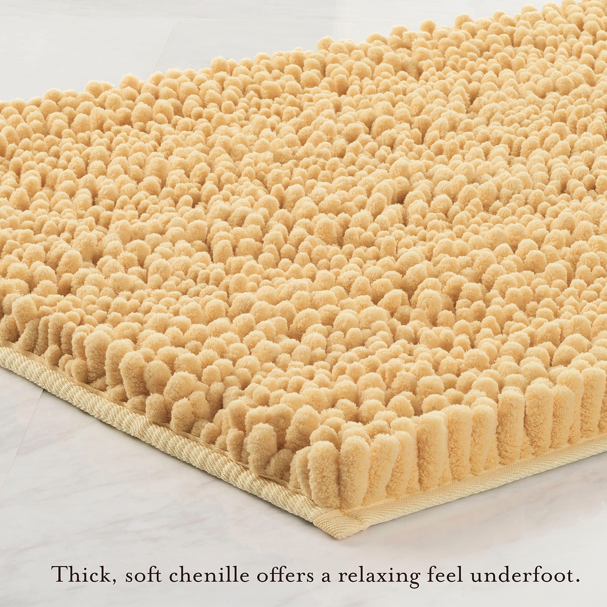 Astor Chenille Polyester Bath Mat, 20"x34", Yellow